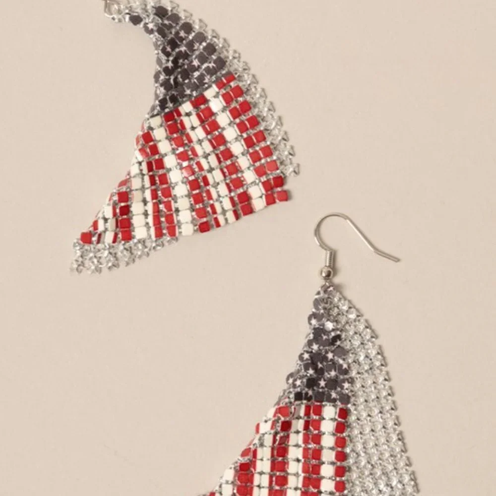 USA Flag Earrings Drop Dangle New 4th of July Patriot